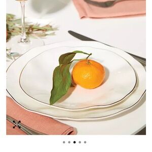 Lenox Blue Bay Elegant White Dessert Plates with Gold Trim. New unused.